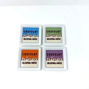 Pottery Barn Chocolate Delespaul Havez Coaster Set 4 Ceramic Cork Back